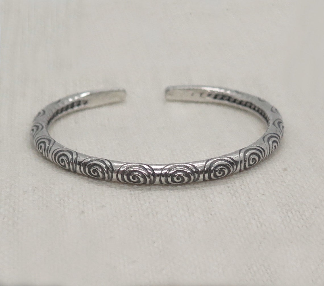 Sterling Silver Boho Cuff Bracelet Handmade Adjustable Thick Etsy