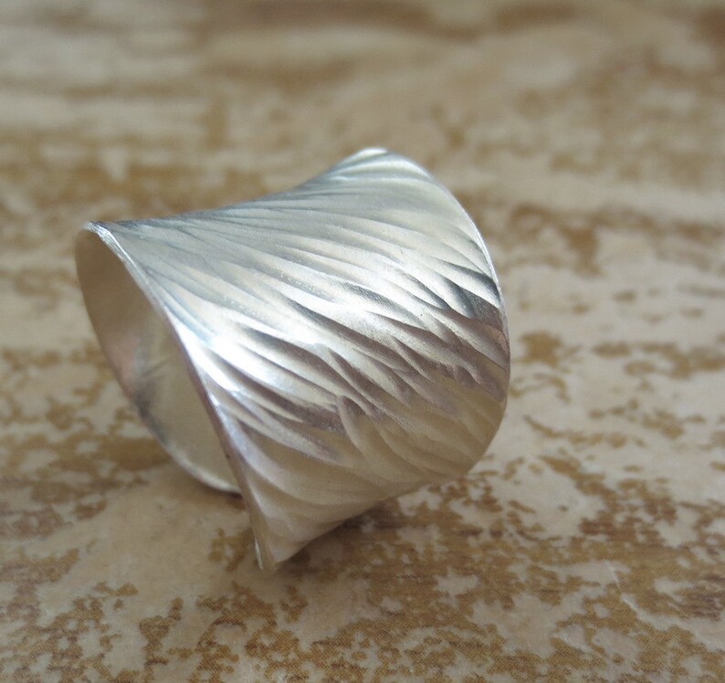 Handmade Sterling Silver Wide Band Statement Ring Boho Tree Etsy