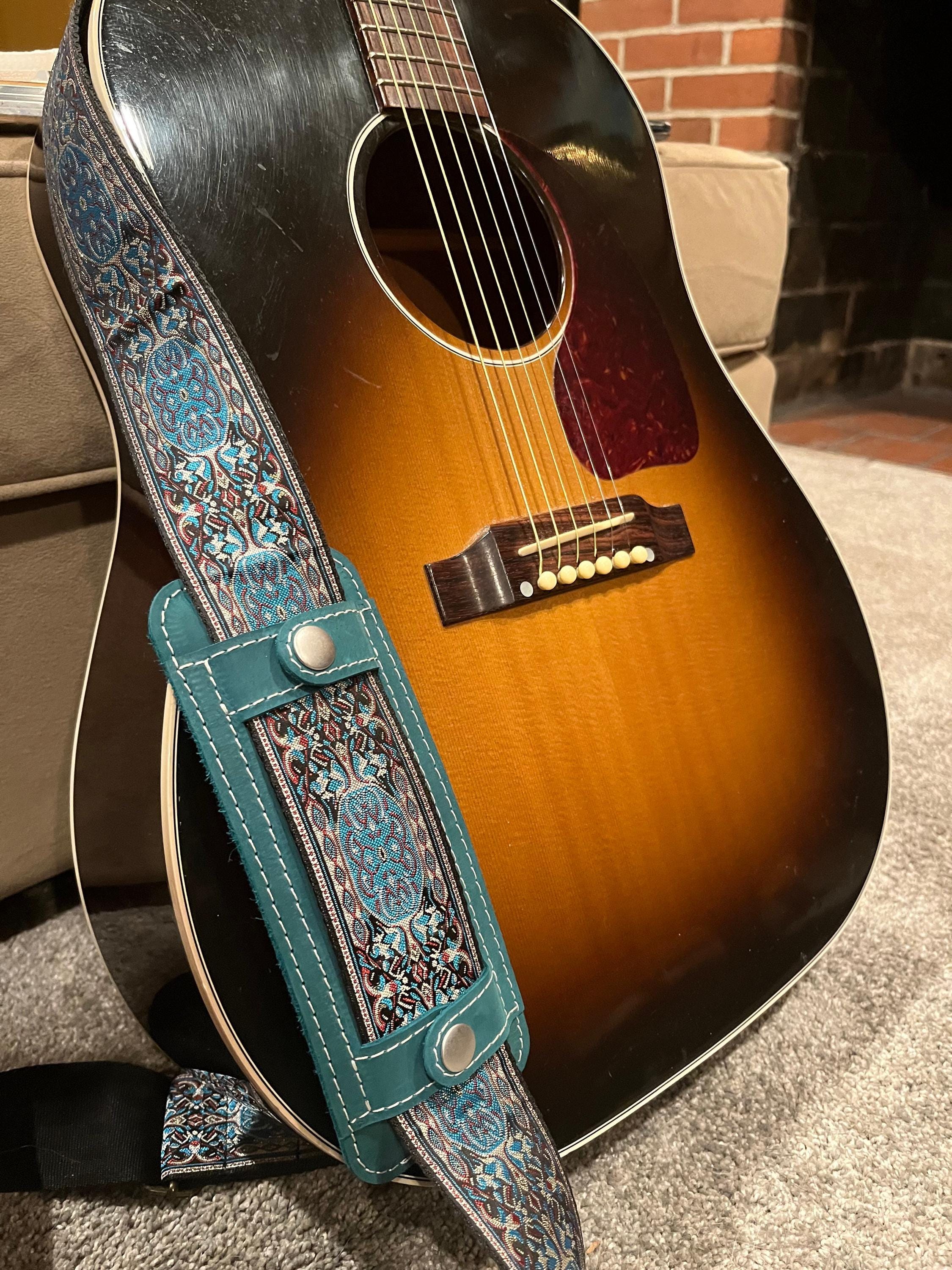Sangle De Guitare VPOUERY En Nylon Réglable - Noire Avec Poche Cachée Pour Boutons