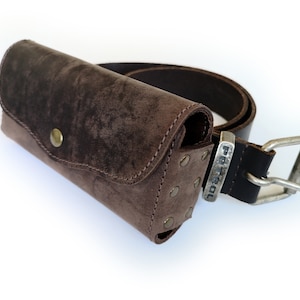 Crazy Horse Echtleder Gürtelholster für Brillen, ideal zum Wandern, Camping, Laufen, Reisen