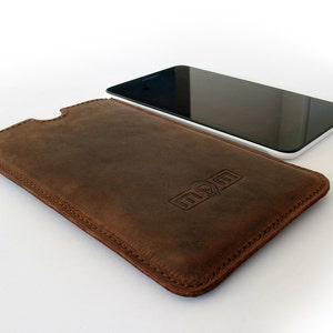 Custodia in vera pelle di mucca Crazy Horse Distressed di dimensioni personalizzate per tablet, computer, e-reader