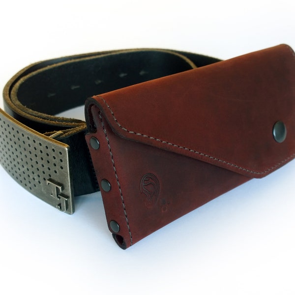 Handmade Genuine Leather Phone Belt Holster, iPhone 6/7/8/X/SE/11/12/13 Case with Belt Loop, great for Hiking, Camping, Running, Traveling