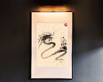 Year of the Dragon Print | Chinese Ink, Watercolor Painting (A4)