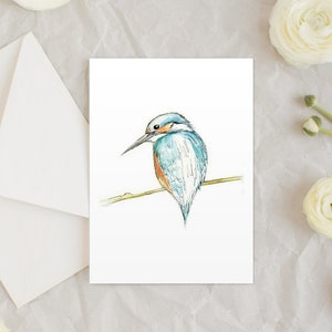 Cartão do martinho pescatore | Notecard do martinho pescatore | Cartão vazio do martinho pescatore | Martim-pescador | Cartão de cumprimentos do martinho pescatore | Pássaro britânico de <br> Entrega Rápida? Pássaro | Morvenna