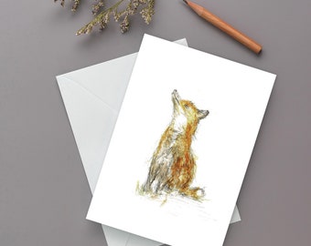 Fox card | Fox greeting card | Fox notecard | Foxy blank card | Scottish fox art | Scottish wildlife | Fox print | Fox wall art | Morvenna