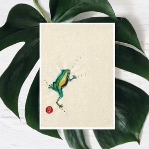 Frog card Tropical frog card Frog design Frog lover Amphibian Card Jumping Frog Card for him Card for her Frog art Morvenna image 1