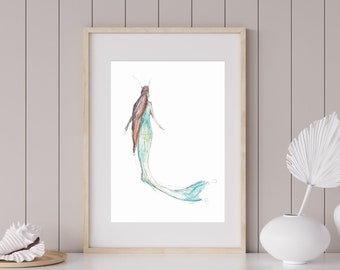Scottish Mermaid Art Print | Whimsical Girl's Room Decor