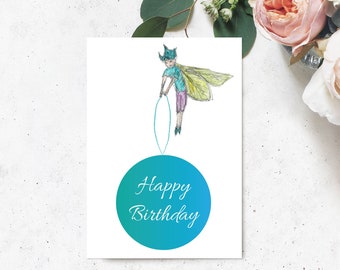 A5 fairy birthday card | Fairy artwork | Fairy greetings card | Faerie art | Magical art | Wings | Folklore art  | Fairy gift | Morvenna