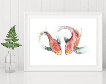 Koi Carp Art Print | Zen Japanese Fish Wall Decor