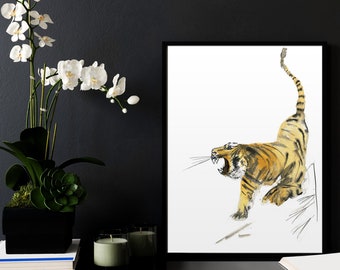 Jahr des Tigers Print | Tusche Aquarell, A4 Art von Morvenna