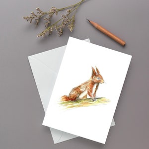 Red squirrel card | Red squirrel | Red squirrel greetings card | Squirrel card | Squirrel design | Squirrel notecard | Scottish art|Morvenna