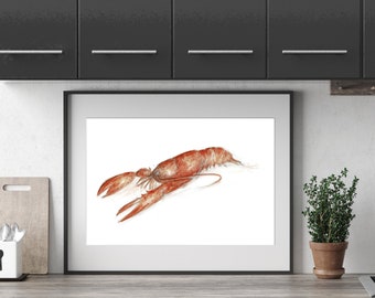 Lobster A4 print | Lobster print | Lobster art | Sea creature art | Art for your kitchen | Red lobster | You're my lobster | Sea | Morvenna