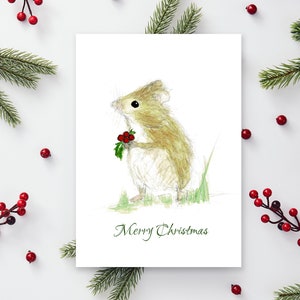 Christmas A6 &#39;Wee Mouse&#39; card | Mouse Christmas card | Cute mouse | Holiday card | Woodland Christmas | Merry Christmas Mouse |Xmas|Morvenna