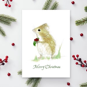 Christmas A6 'Wee Mouse' card Mouse Christmas card Cute mouse Holiday card Woodland Christmas Merry Christmas Mouse XmasMorvenna image 1