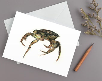 Crab greetings card | Crab blank card | Crab card | Crab notecard | Crab print | Coastal art | Seaside card | Crab |Wildlife card | Morvenna