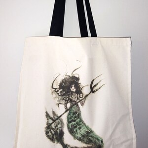 Tote Bag Mermaid Bag, Mermaid Shopper, Mermaid Canvas Bag, Vintage Mermaid, Shoulder Bag, Shopping Bag Mermaid Siren Bag Morvenna image 3