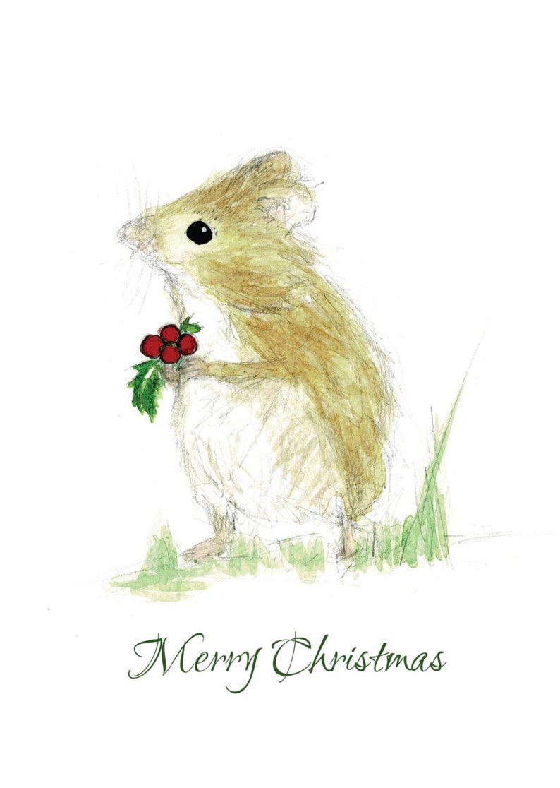 Christmas A6 'Wee Mouse' card Mouse Christmas card Cute mouse Holiday card Woodland Christmas Merry Christmas Mouse XmasMorvenna image 2