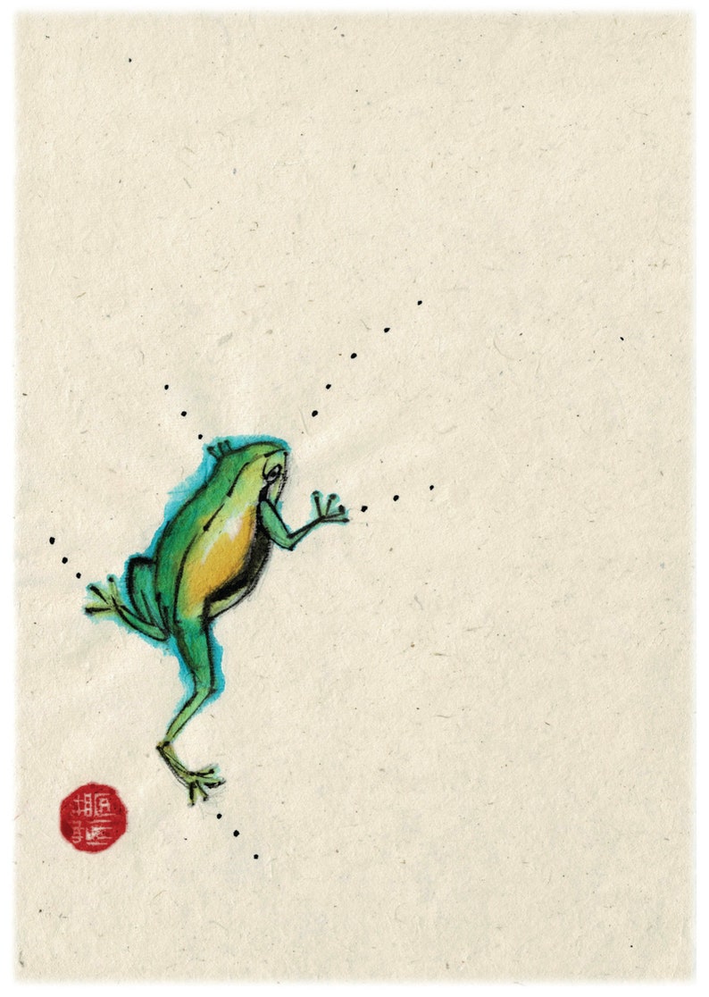 Frog card Tropical frog card Frog design Frog lover Amphibian Card Jumping Frog Card for him Card for her Frog art Morvenna image 2