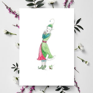 Weihnachtswichtel | Pixie Karte | Pixie Kunst | Feenkarten | Karte Elfe | Pixie Malerei | Fantasie Kunst | Karte Elfe | Fee | Elfen Print |Morvenna