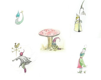 5 Cards | Fairies | Greetings Cards Multipack | Snowdrop Fairy | Sleeping Elf | Christmas Pixie | The Weather Vane | Starshine | Elf | Pixie