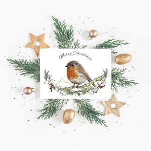 Rotkehlchen Weihnachtskarte | Rotkehlchen Weihnachtskarte | Rotkehlchen Kunst | Happy Christmas Karte | Rotkehlchen Weihnachten | Weihnachtskarte | Frohe Feiertage| Morvenna