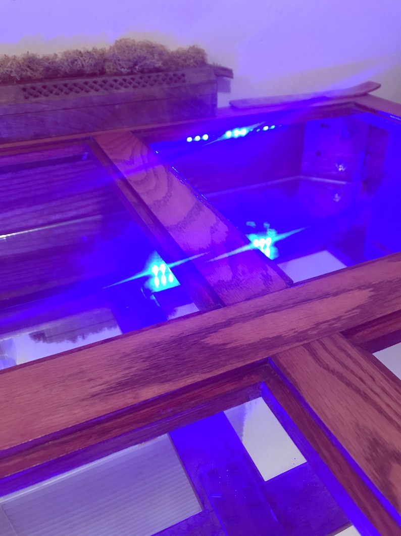 Upcycled Terrarium Coffee Table Light up Reptile Home Zen Garden Solid