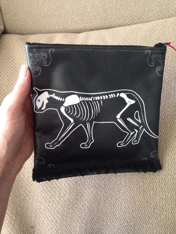 Black Cat Skeleton Bag ~ Cosmetic Bag, trinket ba… - image 2