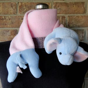 Kids Scarf, Elephant, Fleece Scarf, Beanie Babies, Plush Animals, Toddler Gift, Repurposed Clothes, Upcycled Gifts, Kids Clothes