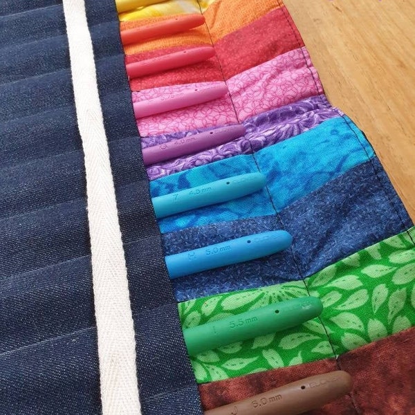 Rainbow Crochet Hook Roll for Clover Hooks