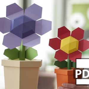 Pot de fleur - Kit de bricolage en papier (téléchargement instantané)