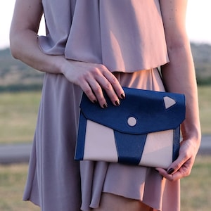 Leather Pouch Bag, Hand-stitched Leather Clutch Bag, Handmade Leather Purse, Unique Leather Handbag