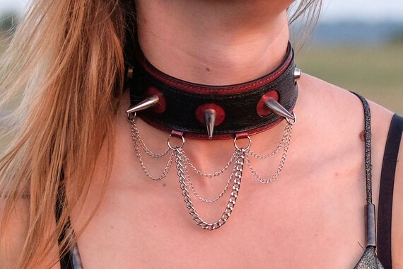 Women Girls Leather Choker Collar Necklace Vintage Gothic Punk Rock Rivet Necklace Gift for her Christmas gift