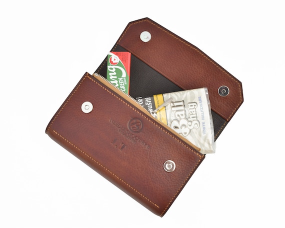 Hand Stitched Personalized Leather Tobacco Pouch, Leather Tobacco Case,  Leather Tobacco Bag, Tobacco Accessories, Leather Cigarette Case
