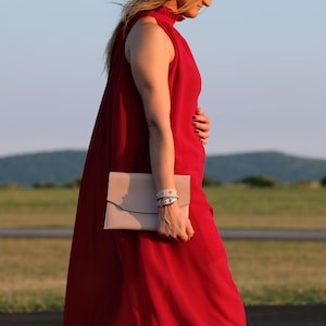 Leather Pouch Bag, Hand-stitched Leather Clutch Bag, Handmade Leather Purse, Unique Leather Handbag