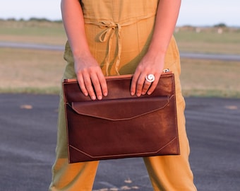 Custom Made Leather Organizer | Personalized Leather Portfolio | Hand-stitched Leather Bag  | Leather Document Holder