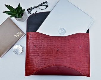 Organizador de cuero personalizado, cartera de cuero, bolso de cuero cosido a mano, estuche de cuero para computadora portátil, funda para Macbook, bolsa para computadora portátil, estuche para Macbook