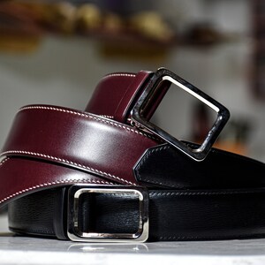 Hand Stitched Leather Belt, Leather Belt for Men, Black Leather Belt, Personalized Gift for Men