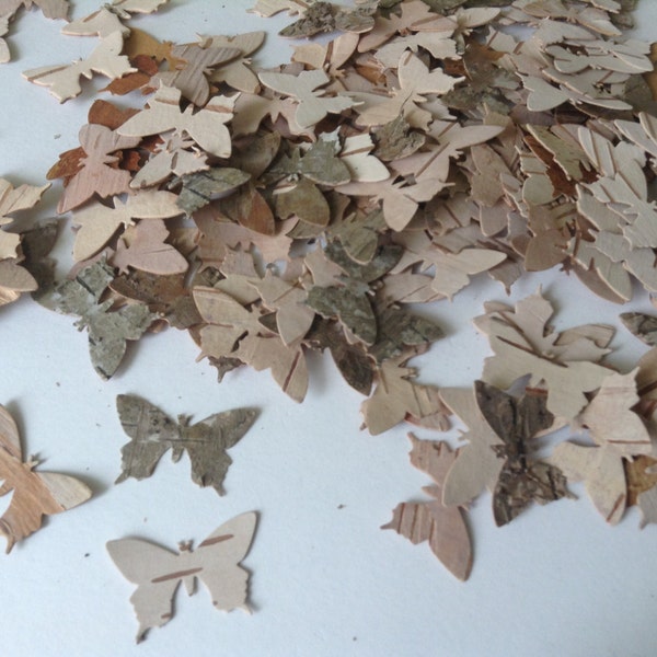 50 die cut Birch bark wooden Butterflies, natural crafting, invitations, table confetti and decorations