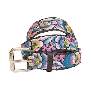 Leather Belt With Traditional Guatemalan Embroidery, Gift for Her ...