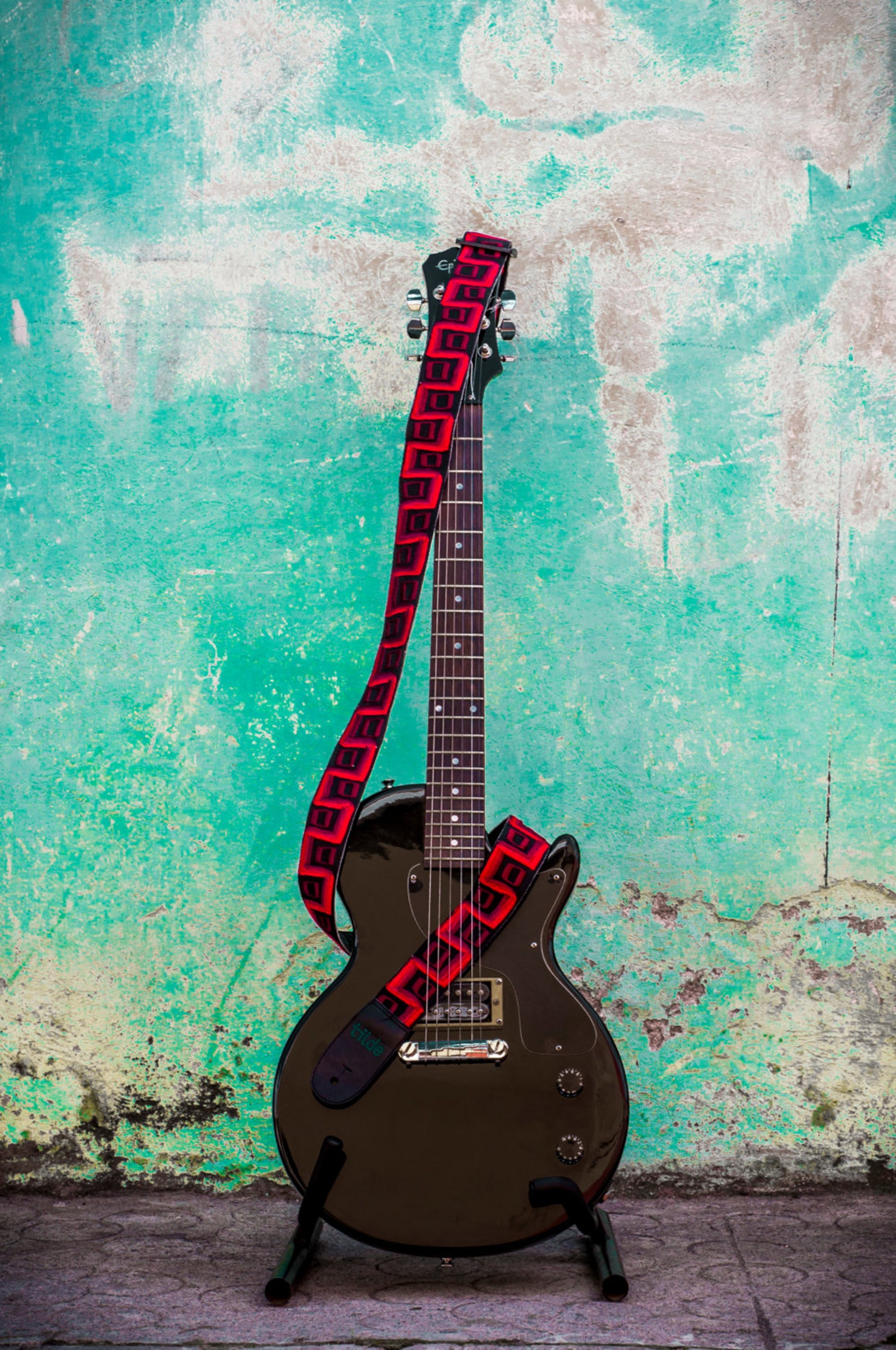 Guitar Strap Leather Guitar Strap Red Guitar Strap Electric Etsy