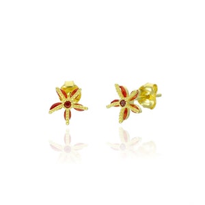 Gold Plated Starfish Earrings: Orange CZ Boho Jewelry