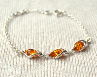 1980/'s Baltic Amber Link Bracelet Multi Color Amber Link Bracelet