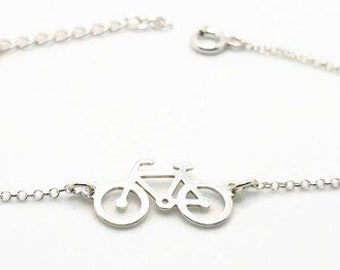 Bike Bracelet made with Sterling Silver 925, Unisex Cycling Bicycle Charm Link Bracelet, Bike Symbol Jewlery