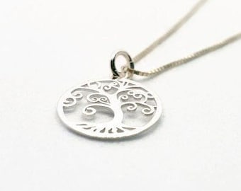 Sterling Silver Tree of Life Necklace: Openwork Pendant