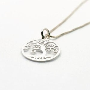 Tree of Life Sterling Silver Necklace Pendant, circle round openwork tree of life in silver, Nature inspired jewelry