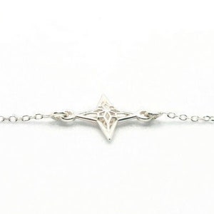 BRACELET Sterling Silver Wind Rose, Compass Charm Link Chain Bracelet, North Star Jewelry