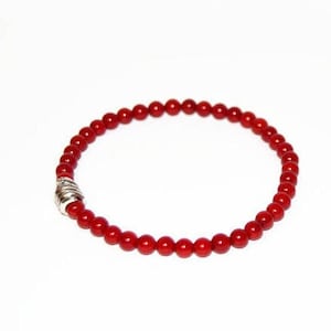 Bracelet de perles de bambou rouge piment corail, bracelet mala unisexe pour hommes et femmes