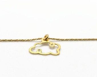 Gold Plated Silver Cloud Necklace: Minimalist Pendant, 17.7in