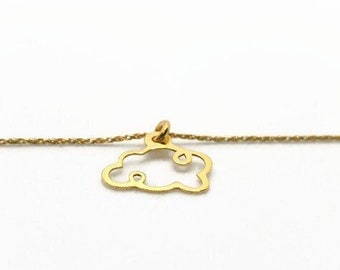 Cloud Necklace in Gold Plated Silver, Delicate Cloud Pendant, Simple Minimalistic Gold Necklace