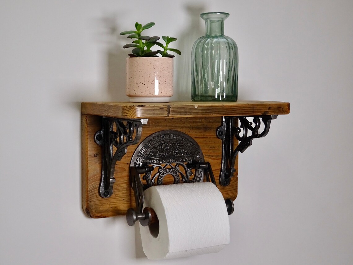 Reclaimed Pine Toilet Roll Holder With Shelf. Etsy